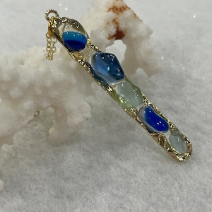 Authentic Sea Glass Necklace by Seyshelles Sea Glass Jewelry, Gorgeous Cobalt Blues, Soft Greens, One Of A Kind