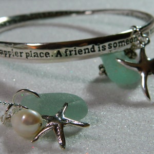 Friendship Bracelet, The Perfect Friendship, Bridesmaid, Wedding, Friend Sea Glass Charm Bracelet image 2