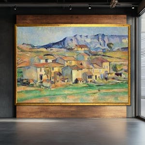 Cézanne French Countryside Canvas: Impressionist Mountain Village Art Print