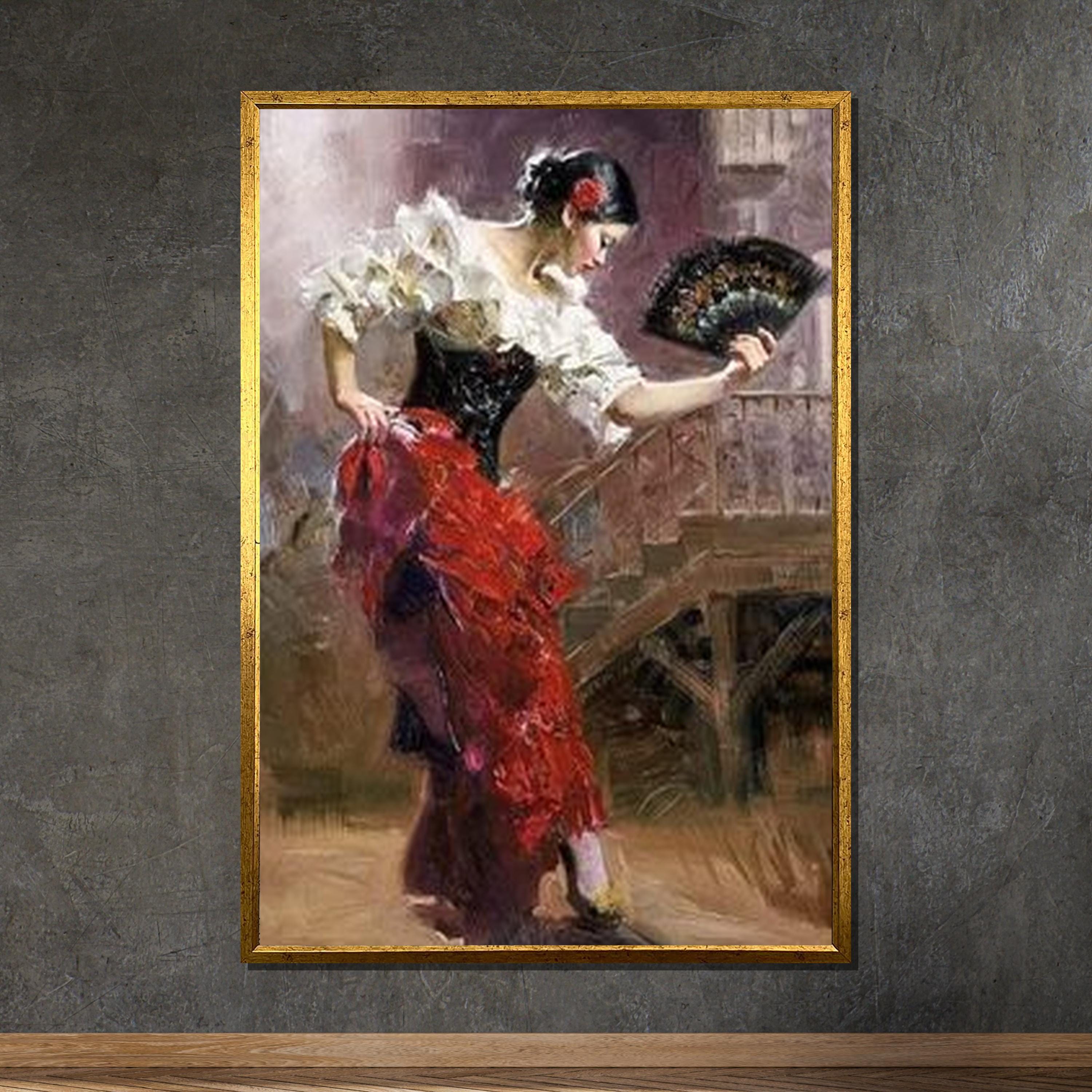 フラメンコダンサーのキャンバスアート：スペインの情熱、赤いドレス