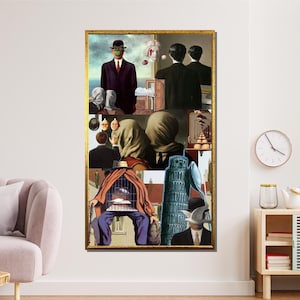 René Magritte Collage Canvas: Surrealist Dreamlike Wall Art