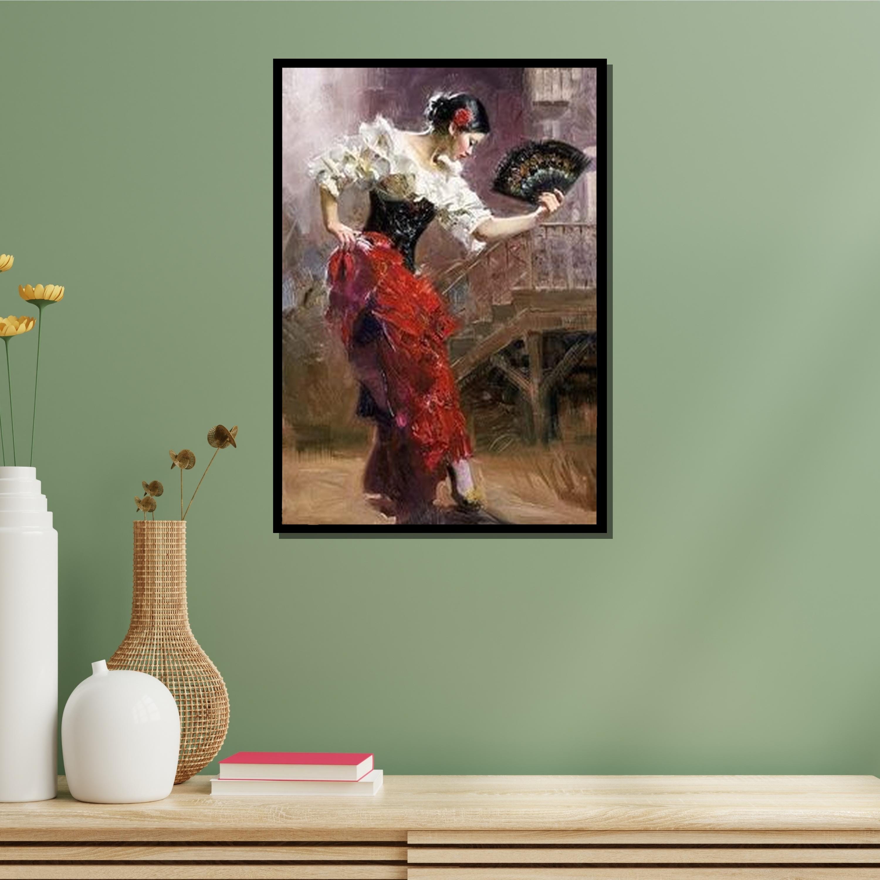 フラメンコダンサーのキャンバスアート：スペインの情熱、赤いドレス