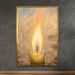 Salvador Dali Inspired Candle Flame Canvas Print: Surrealist Wall Art