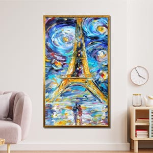 Eiffel Tower Canvas: Starry Night Paris, Impressionist Cityscape Art