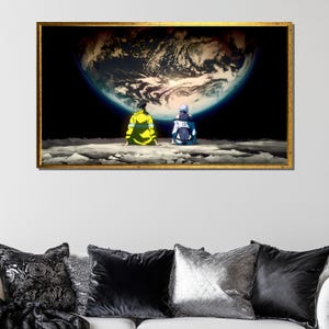 Futuristic Earth View Anime Poster, Space Art Canvas, Anime Sci-Fi Wall Art, Celestial Art Print, Ready To Hang Artwork