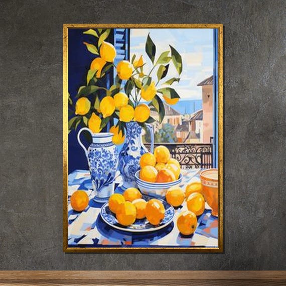 Toile nature morte citron inspirée de Matisse : art côtier