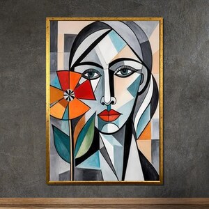 Cubist Woman Canvas Print: Picasso Inspired Geometric Art