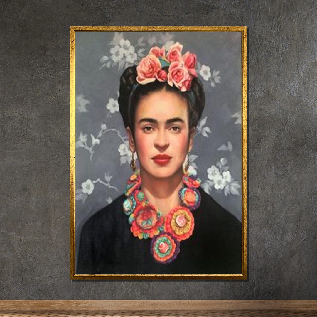 Frida Kahlo Portrait Canvas: Floral Mexican Artist Wall Art - Etsy