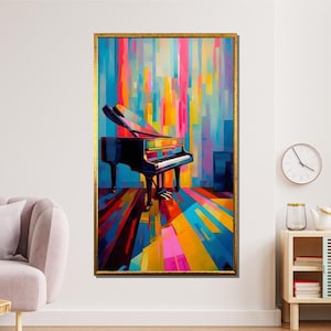 Abstract Grand Piano Canvas: Colorful Music Art, Ready to Hang