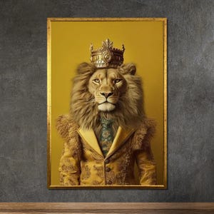 Toile royale du Roi Lion : portraits royaux en costume doré