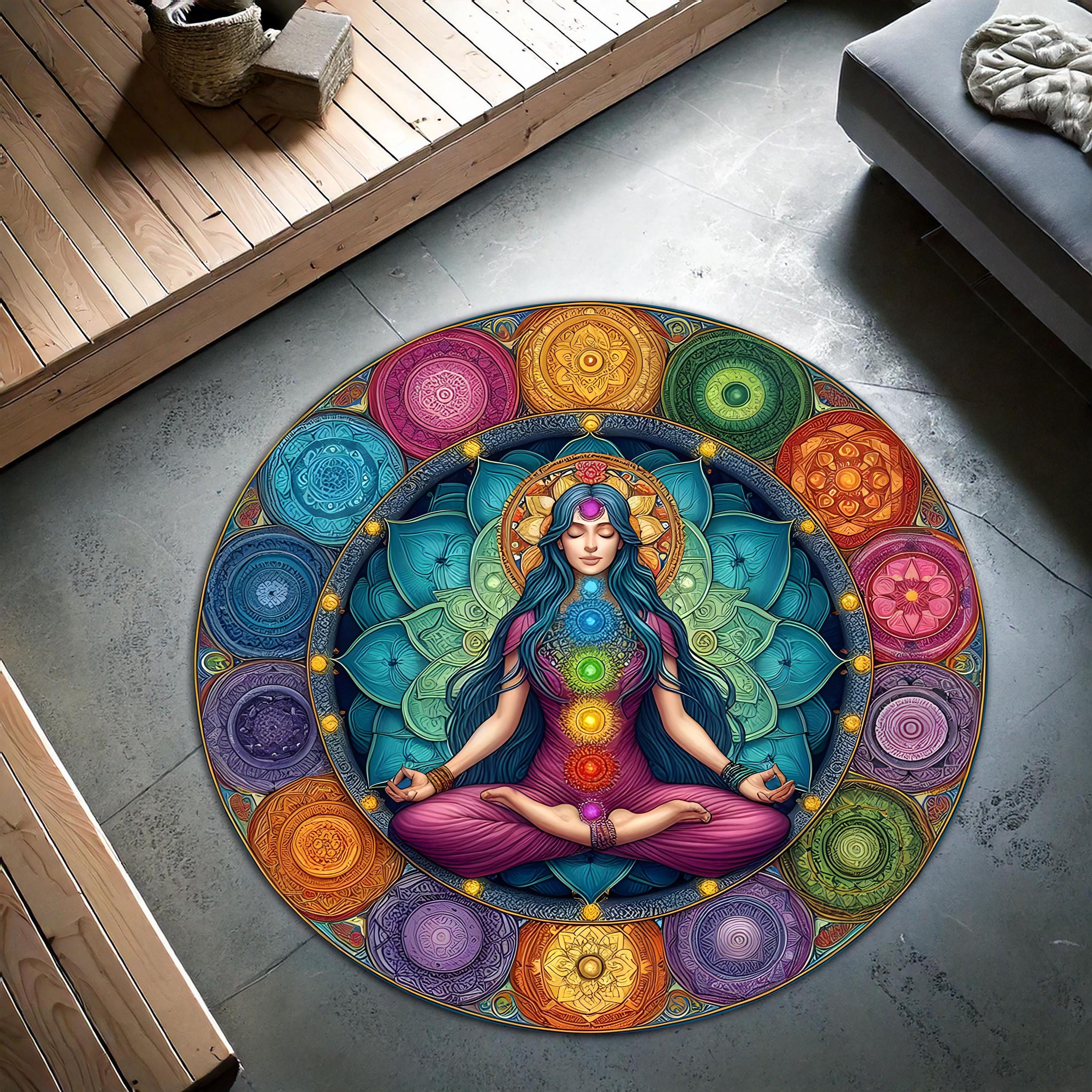 Yoga Round Rug Colorful Yoga Round Mat for Meditation Corner, for Yoga Lovers Round ...