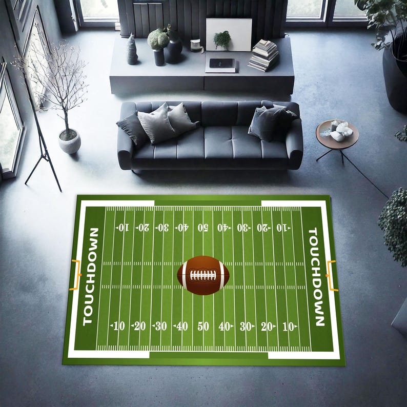 Touchdown Rugs Personalized American Football Field Printed Rug, American Football Rug ...