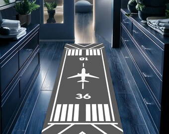 Airport Runway Runner Rug, Plane Track Rug, Aircraft Rug, Aviation Rug, Play Rug,Airport Rug,Plane Rug,Kids Decor Rug,Apron Rug,Airlines Rug
