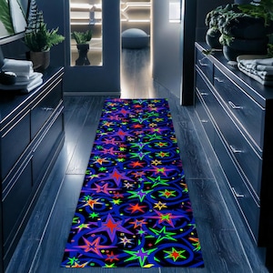 Arcade Stars Runner Rug, Bowling Alley Carpet, Gamer Rug, Arcade Bar Carpet, Retro Rug, Arcade Bar Rug, Arcade Rug, 80s Rug, Retro Arcade