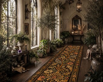 Tappeto passatoia botanico leopardato, tappeto floreale per corridoio, tappeto passatoia ispirato alla natura, tappeto decorativo elegante