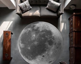 Moons Surface Rug, Moons Crater, Moon Pattern Rug, Moon Round Rug, Space Rug, For Living Room Rug,Kids Room Rug,Moons Surface Round Rug