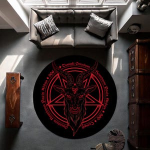 Satanic Goat Round Rug,Satanic Dark Skull Rug,Goatboi Rug,Satanic Decor,Horror Devil Rug,Devil Board Rug,Custom Rug,Bedroom Rug,