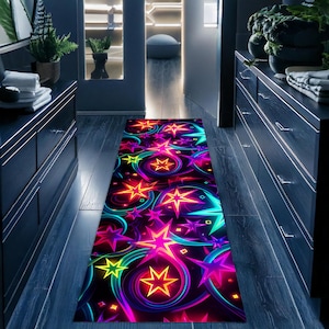 Arcade Stars Runner Rug, Bowling Alley Carpet, Gamer Rug, Arcade Bar Carpet, Retro Rug, Arcade Bar Rug, Arcade Rug, 80s Rug, Retro Arcade