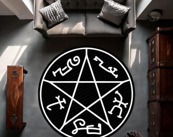 Alfombra de pentagrama de trampa del diablo, alfombra de Satanás, alfombra de trampa del diablo, símbolo de pentáculo, pentagrama zombi, alfombra de Satanás, decoración vudú, alfombra de símbolo de protección