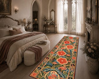 Tappeto passatoia con fenicotteri, tappeto floreale tropicale per corridoio, tappeto passatoia con uccelli botanici, tappeto decorativo a tema natura