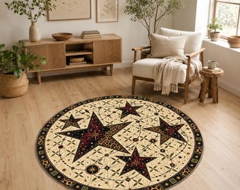 Tappeto rotondo con stelle celesti, tappeto cosmico, tappeto con cerchio zodiacale, decorazione per la casa ispirata alla galassia.
