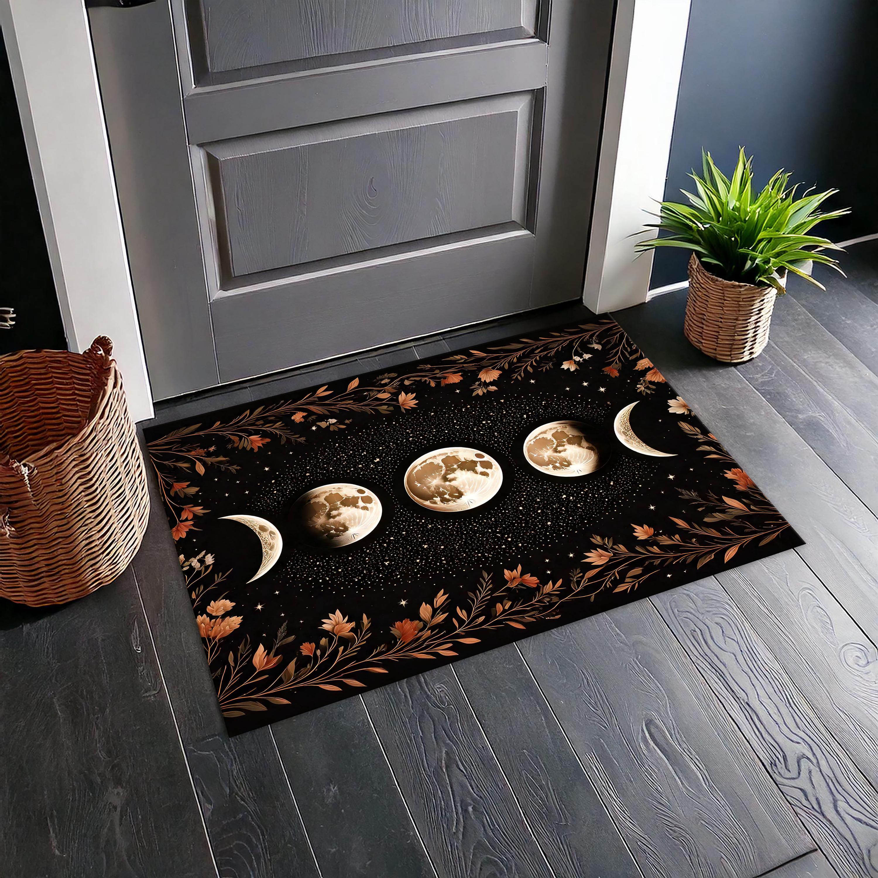 Moon Face Rug Mystic Moon Phase Rug, Floral Theme Rug, Moon Pattern Rug, Night Rug ...