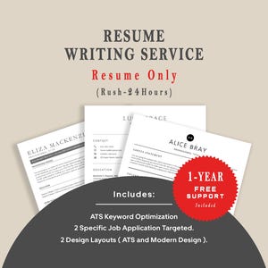 Resume Writing Service, Professional Resume Writer, Custom CV Writing, ATS Resume, Modern Resume, Rush 24 HOURS Turnaround, Resume Only