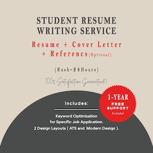 Entry Level Student Resume Writing Service: ATS Resume, Cover Letter, 24-Hour Rush,  Professional Writer