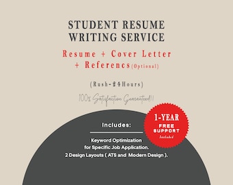 Entry Level Student Resume Writing Service: ATS Resume, Cover Letter, 24-Hour Rush,  Professional Writer
