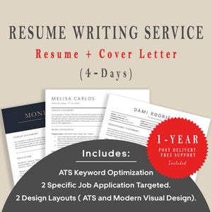 Professional Resume writer, Resume + Cover Letter writing service, CV Writing, Custom Resume for Specific job Application, 4 days Turnaround