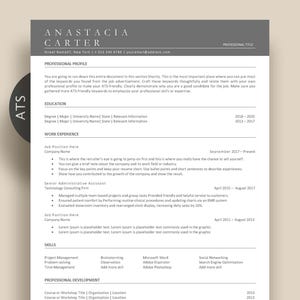 Google Docs Resume ATS Friendly, Professional Resume Template Word Pages, Simple Clean Minimalist CV Template, Executive resume Easy to Edit