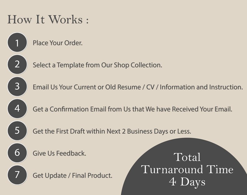 Professional Resume Writing Service process
Place Your Order – Secure your spot with our top-rated resume writing service
Share Your Details
Select Your Template – Choose from ATS-friendly resume designs
Receive Your 1st Draft – keyword-optimized resume
Submit Feedback

Best Resume Writing Service – Certified writers
ATS-Optimized Resumes – Beat applicant tracking systems
24/48-Hour Rush Delivery – Fast turnaround for urgent needs
LinkedIn Profile Makeover