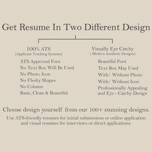 Get 2 Resume Formats: ATS-Friendly + Modern Design

ATS Resume
✓ Passes tracking systems
✓ Clean, keyword-optimized
✓ Standard fonts & structure

Modern Resume
✓ Visually impressive
✓ Subtle design elements
✓ Perfect for interviews

Why Both?
✔ Beat ATS + impress managers
✔ Digital + print ready
✔ Written by certified pros
 ATS resume, modern resume design, professional resume writer, keyword optimization, job search tools