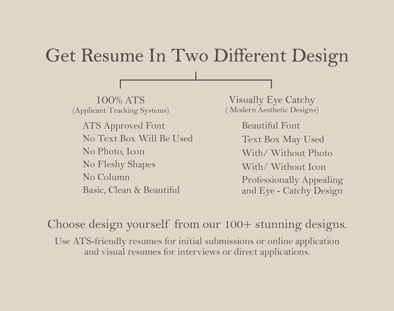 Get 2 Resume Formats: ATS-Friendly + Modern Design

ATS Resume
✓ Passes tracking systems
✓ Clean, keyword-optimized
✓ Standard fonts & structure

Modern Resume
✓ Visually impressive
✓ Subtle design elements
✓ Perfect for interviews

Why Both?
✔ Beat ATS + impress managers
✔ Digital + print ready
✔ Written by certified pros
 ATS resume, modern resume design, professional resume writer, keyword optimization, job search tools