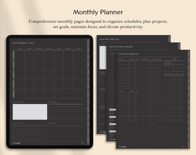 hyperlinked digital planner monthly planner 2027