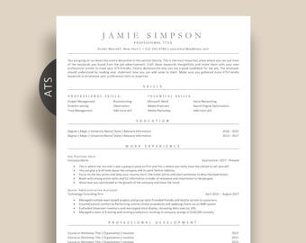 Clean Professional Resume Template ATS: Minimalist CV Design (Google Docs, Word, Pages)