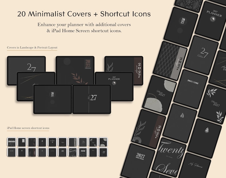 20+ minimalist cover and shortcut icos
Hyperlinked Dark Mode PDF for iPad & Tablet