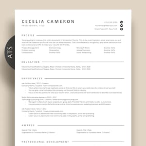 Resume Template Google Docs, CV Template Word, Pages, Professional resume, Clean Minimalist Executive resume, Easy to use simple design,