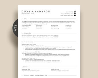 Resume Template Google Docs, CV Template Word, Pages, Professional resume, Clean Minimalist Executive resume, Easy to use simple design,