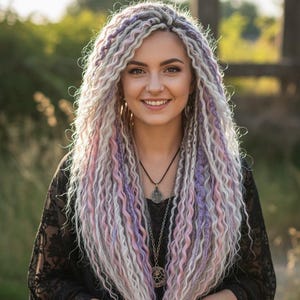 Boho Fairy Dreadlock Set: Silver Blonde, Lavender, Pink DE Hair Extensions