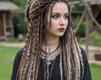 Set de rastas Boho DE, 50 piezas, trenzas rizadas, marrón claro, 61 cm (24 pulgadas)