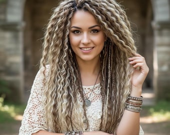 Handmade DE Push-Up Curly Dreads Set, 50 DE, 23 in, Full Head, Exclusive