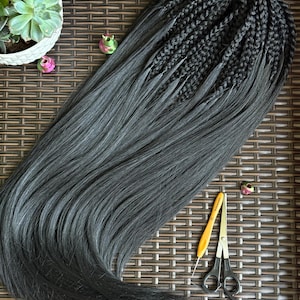Handmade Black DE Braids - Synthetic Hair Extensions - 26-28&quot;