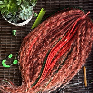 Autumn Forest Dread Set – 50 Handmade DE Dreads with Curls, Braids, Beads & Charms