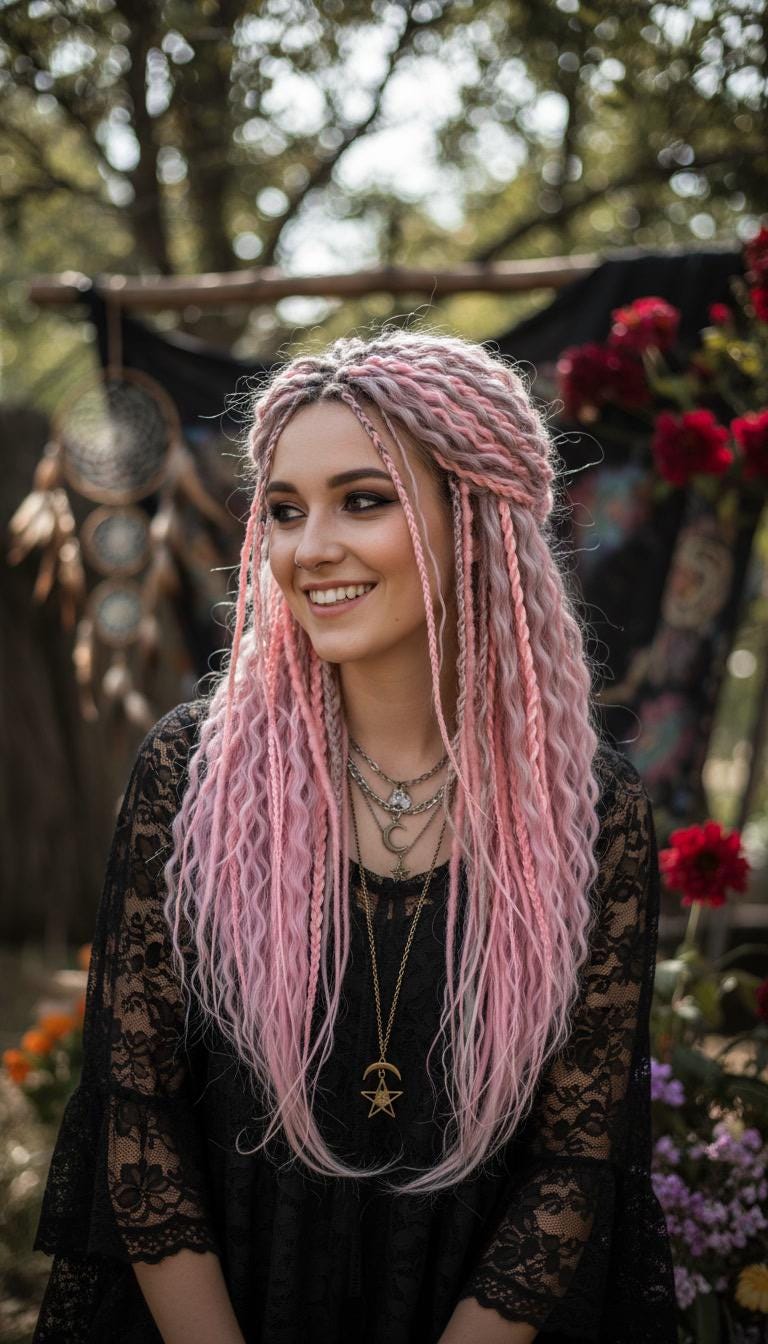Pink & Blonde Dreadlock Boho Sunset Goddess Ponytail Extension Amazon.com : Ombre Pink Crochet Hair for Black Women 8 Packs  main image 4