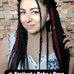 Model with bright pink and green braids, festival rave hair tutorial digital download