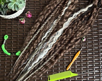 Braided Dreads & Curls: Ash Brown to Blonde DE Hair Extensions