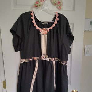 OOAK Cotton Boho Hippie Ruffle Magnolia Prairie Dress Shirt  HAS POCKETS