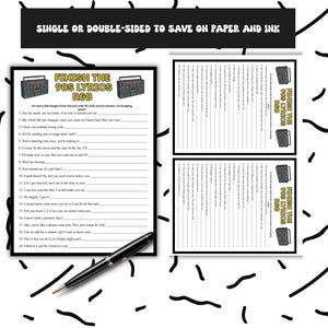 a black and white collage with a list of phrases and a pen, suggesting a creative or artistic composition.