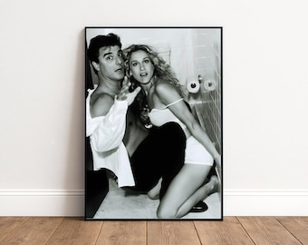 Carrie and Mr. Big Black & White, Bathroom Poster Print (Digital Download)